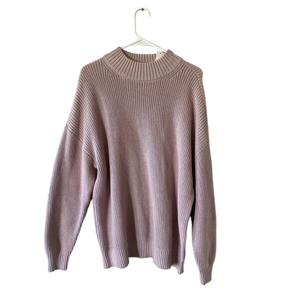 Haven Well Within Organic Cotton Mock Neck Chunky Knit Sweater in Dusty Rose - Picture 2 of 6